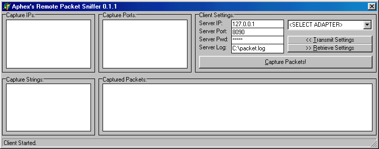 Aphex's Remote Packet Sniffer 0.1.1