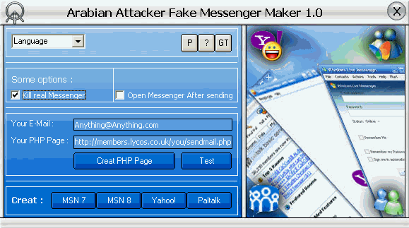 Arabian Attacker Fake Messenger